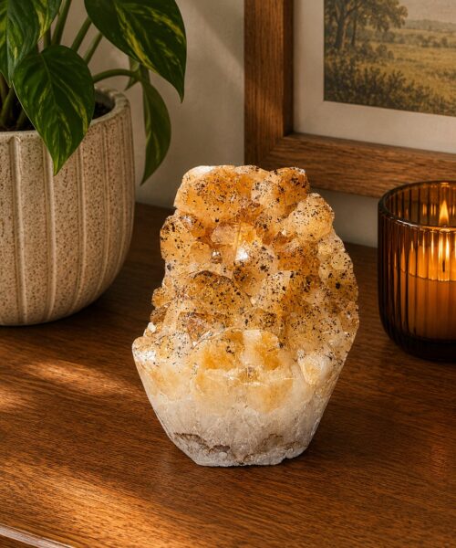 Premium High Grade Citrine Druzy 169 Mini Geode Cluster Piece 1.164g H11xW8xD9cm