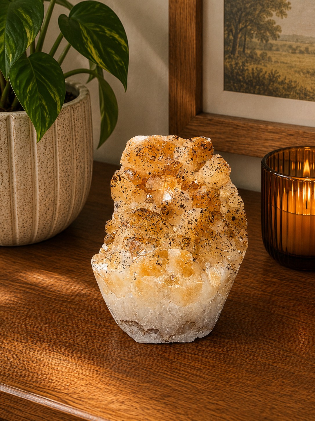 Premium High Grade Citrine Druzy 169 Mini Geode Cluster Piece 1.164g H11xW8xD9cm