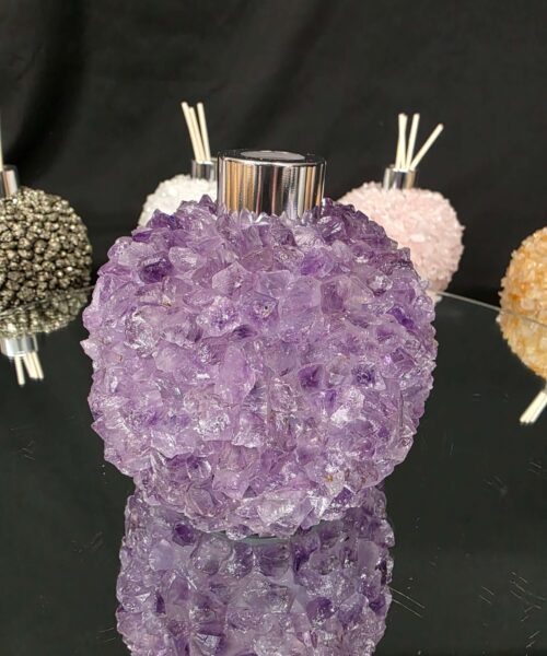 Alternative view of Luxury Amethyst Crystal Reed Diffuser with Chrome Collar 500g H14xW10xD10cm