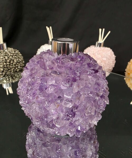 Luxury Amethyst Crystal Reed Diffuser with Chrome Collar 500g H14xW10xD10cm - Image 3