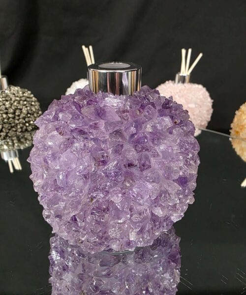 Luxury Amethyst Crystal Reed Diffuser with Chrome Collar 500g H14xW10xD10cm - Image 4
