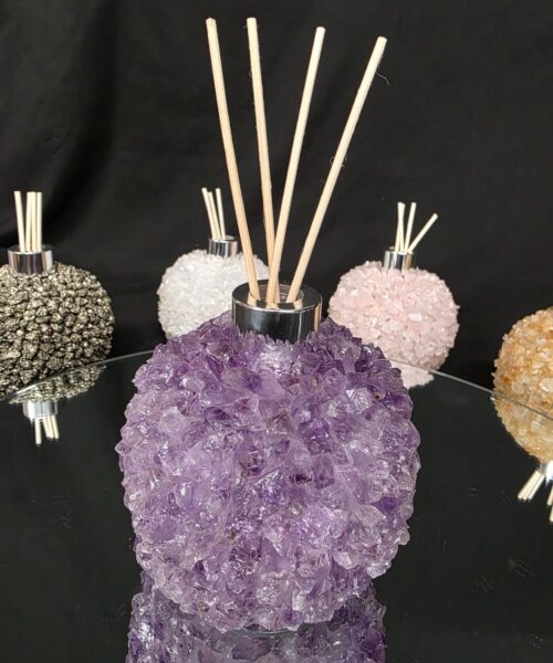 Luxury Amethyst Crystal Reed Diffuser with Chrome Collar 500g H14xW10xD10cm - Image 5