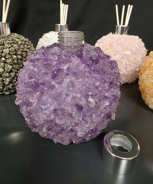 Luxury Amethyst Crystal Reed Diffuser with Chrome Collar 500g H14xW10xD10cm - Image 7