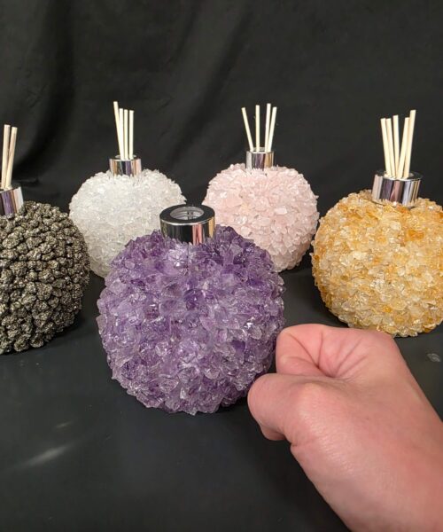 Luxury Amethyst Crystal Reed Diffuser with Chrome Collar 500g H14xW10xD10cm - Image 8