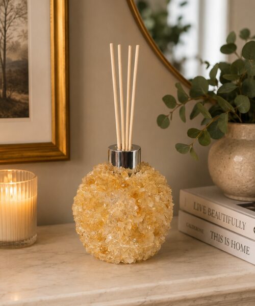 Luxury Citrine Crystal Reed Diffuser with Chrome Collar H14xW10xD10cm