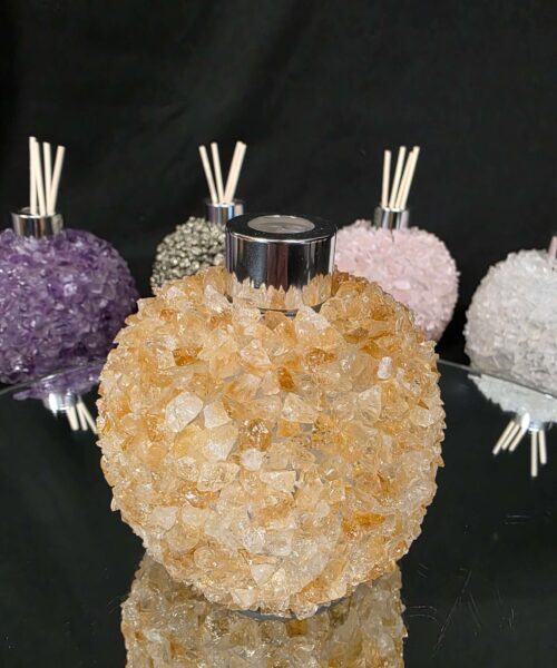 Alternative view of Luxury Citrine Crystal Reed Diffuser with Chrome Collar H14xW10xD10cm