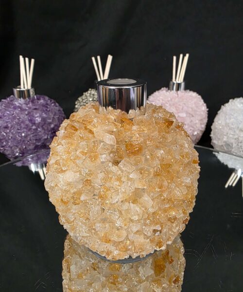 Luxury Citrine Crystal Reed Diffuser with Chrome Collar H14xW10xD10cm - Image 3