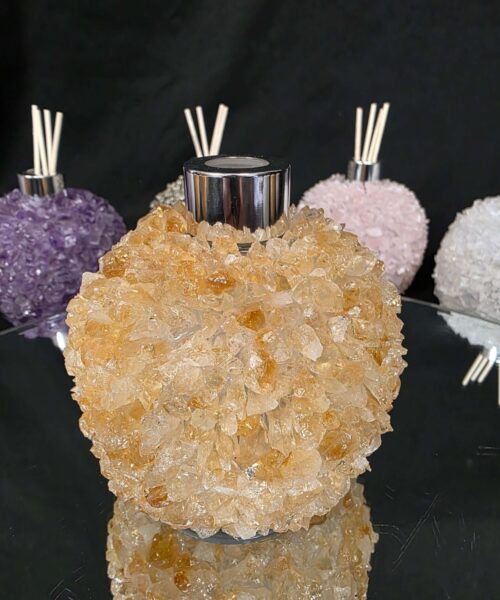Luxury Citrine Crystal Reed Diffuser with Chrome Collar H14xW10xD10cm - Image 4