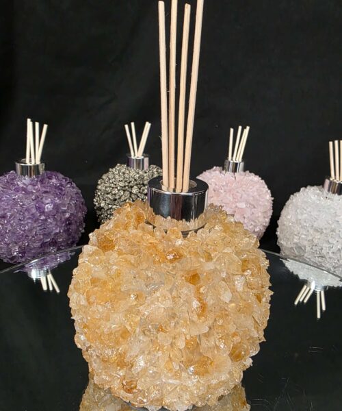 Luxury Citrine Crystal Reed Diffuser with Chrome Collar H14xW10xD10cm - Image 8