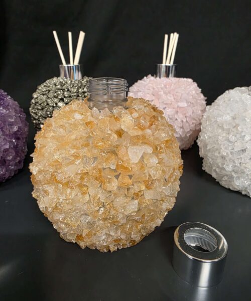 Luxury Citrine Crystal Reed Diffuser with Chrome Collar H14xW10xD10cm - Image 6