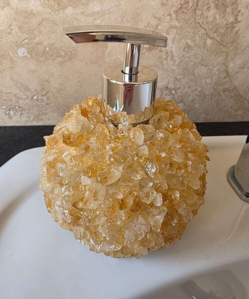 Alternative view of Luxury Citrine Crystal Soap Dispenser with Chrome Pump 500g H14xW10xD10cm