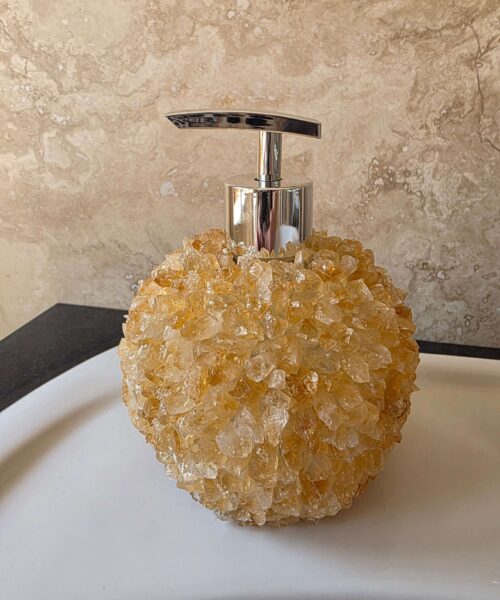 Luxury Citrine Crystal Soap Dispenser with Chrome Pump 500g H14xW10xD10cm - Image 3