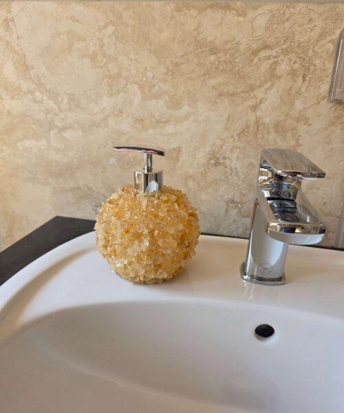 Luxury Citrine Crystal Soap Dispenser with Chrome Pump 500g H14xW10xD10cm - Image 4