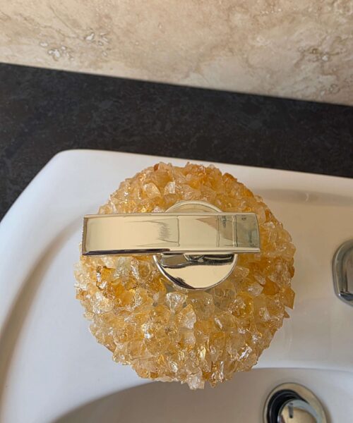 Luxury Citrine Crystal Soap Dispenser with Chrome Pump 500g H14xW10xD10cm - Image 5