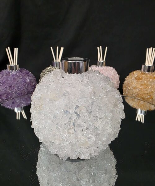 Alternative view of Luxury Clear Quartz Crystal Reed Diffuser with Chrome Collar H14xW10xD10cm