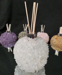 Luxury Clear Quartz Crystal Reed Diffuser with Chrome Collar H14xW10xD10cm