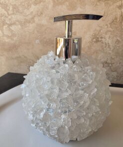 Alternative view of Luxury Clear Quartz Crystal Soap Dispenser with Chrome Pump 500g H14xW10xD10cm