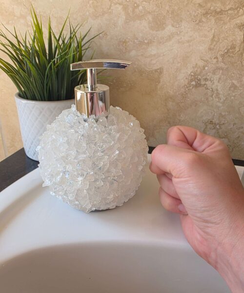 Luxury Clear Quartz Crystal Soap Dispenser with Chrome Pump 500g H14xW10xD10cm - Image 6