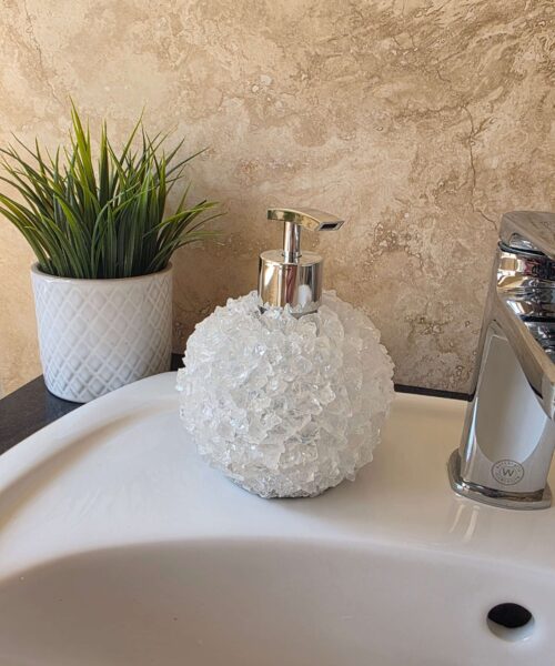 Luxury Clear Quartz Crystal Soap Dispenser with Chrome Pump 500g H14xW10xD10cm - Image 7
