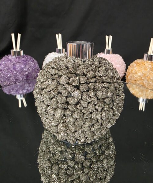 Alternative view of Luxury Pyrite Crystal Reed Diffuser with Chrome Collar 750g H11xW10xD10cm