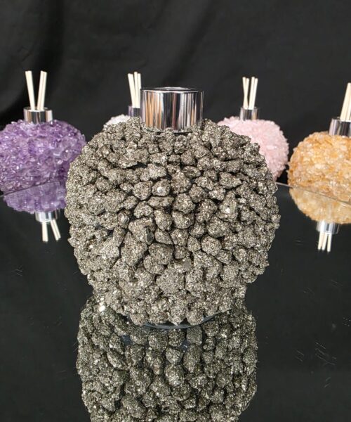 Luxury Pyrite Crystal Reed Diffuser with Chrome Collar 750g H11xW10xD10cm - Image 3