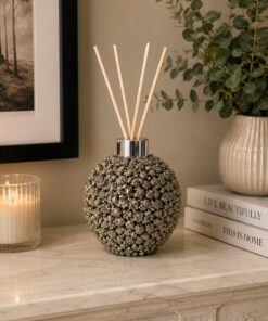 Luxury Pyrite Crystal Reed Diffuser with Chrome Collar 750g H11xW10xD10cm