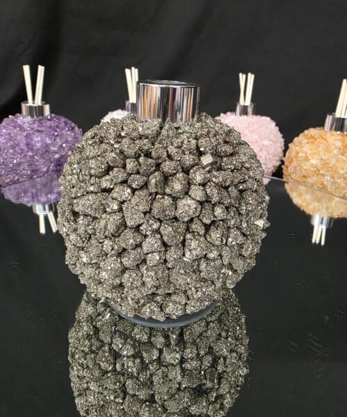 Luxury Pyrite Crystal Reed Diffuser with Chrome Collar 750g H11xW10xD10cm - Image 4