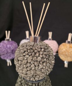 Luxury Pyrite Crystal Reed Diffuser with Chrome Collar 750g H11xW10xD10cm