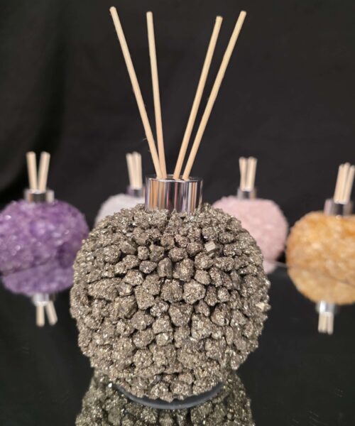 Luxury Pyrite Crystal Reed Diffuser with Chrome Collar 750g H11xW10xD10cm - Image 5