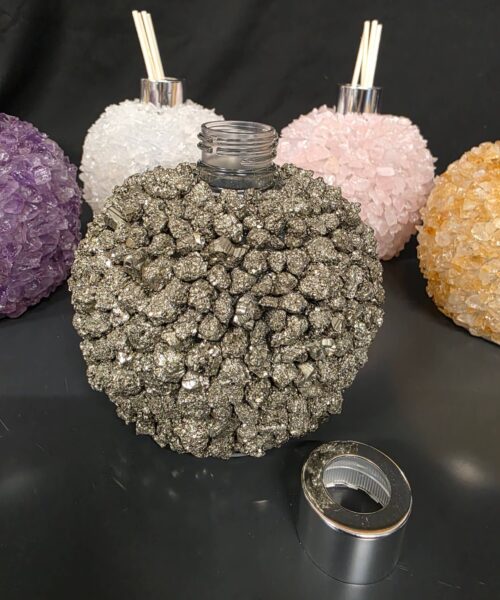 Luxury Pyrite Crystal Reed Diffuser with Chrome Collar 750g H11xW10xD10cm - Image 7