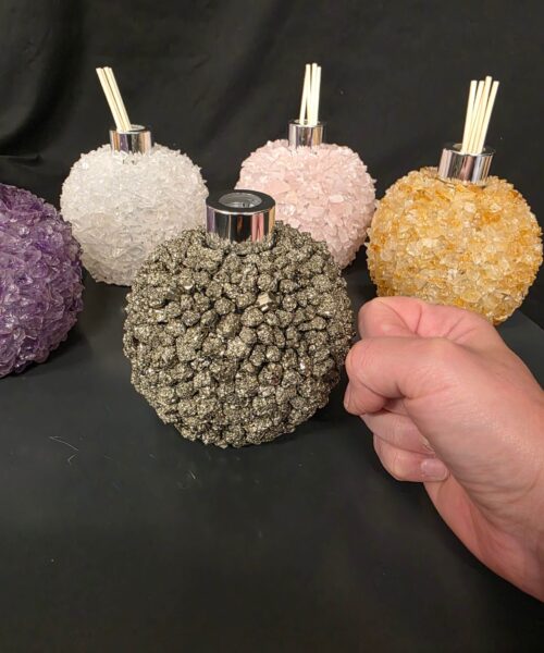 Luxury Pyrite Crystal Reed Diffuser with Chrome Collar 750g H11xW10xD10cm - Image 8