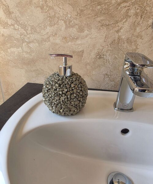Luxury Pyrite Crystal Soap Dispenser with Chrome Pump 750g H14.5xW10xD10cm - Image 3