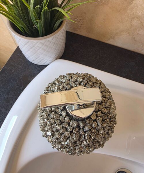 Luxury Pyrite Crystal Soap Dispenser with Chrome Pump 750g H14.5xW10xD10cm - Image 5