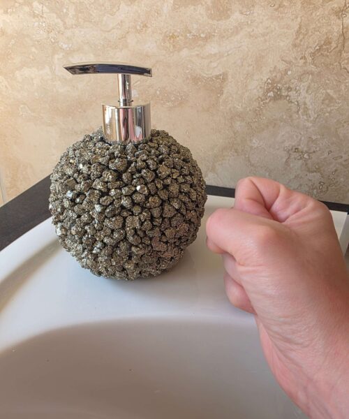 Luxury Pyrite Crystal Soap Dispenser with Chrome Pump 750g H14.5xW10xD10cm - Image 6