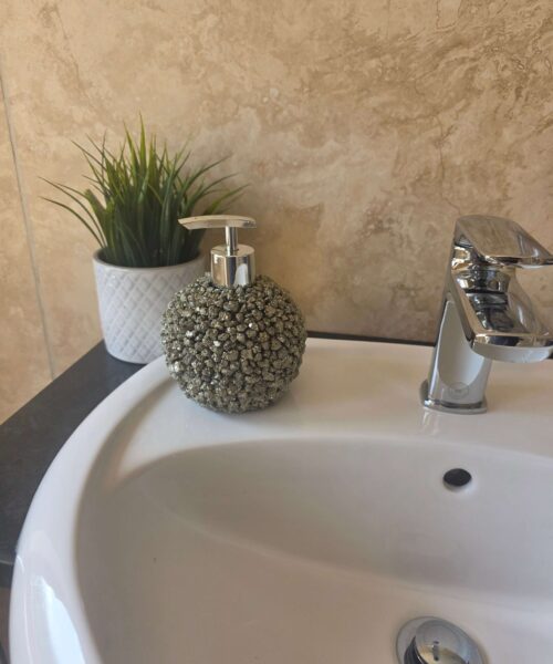 Luxury Pyrite Crystal Soap Dispenser with Chrome Pump 750g H14.5xW10xD10cm - Image 7