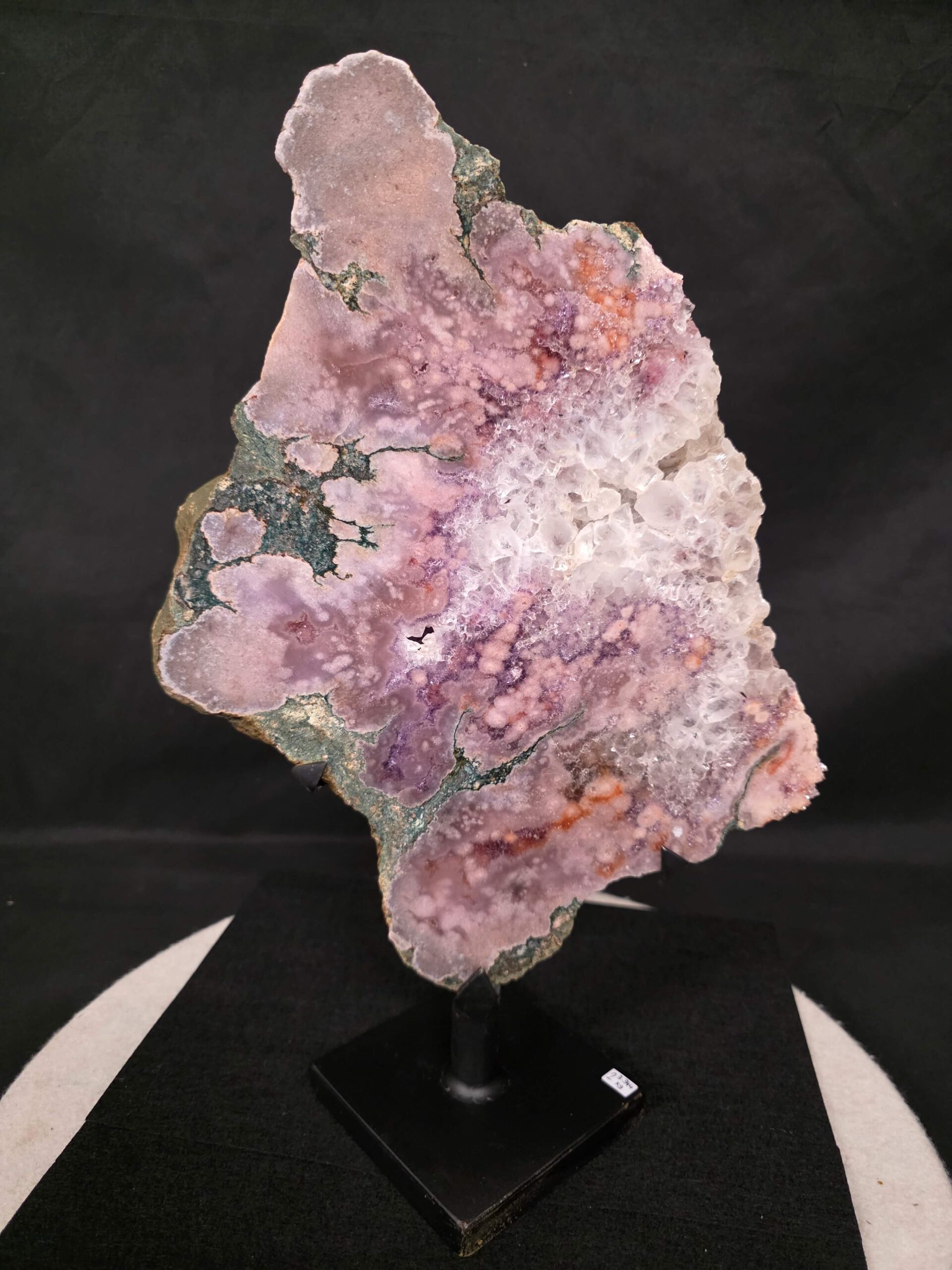 Pink Amethyst Slice 2 on Stand Healing Crystal Gem 3.344g H39xW24.5xD14cm