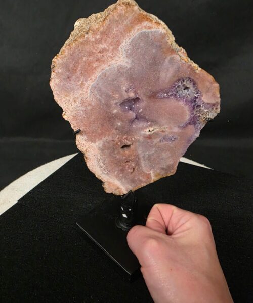 Pink Amethyst Slice 3 on Stand Healing Crystal Gem 1.267g H25xW15xD12cm - Image 7