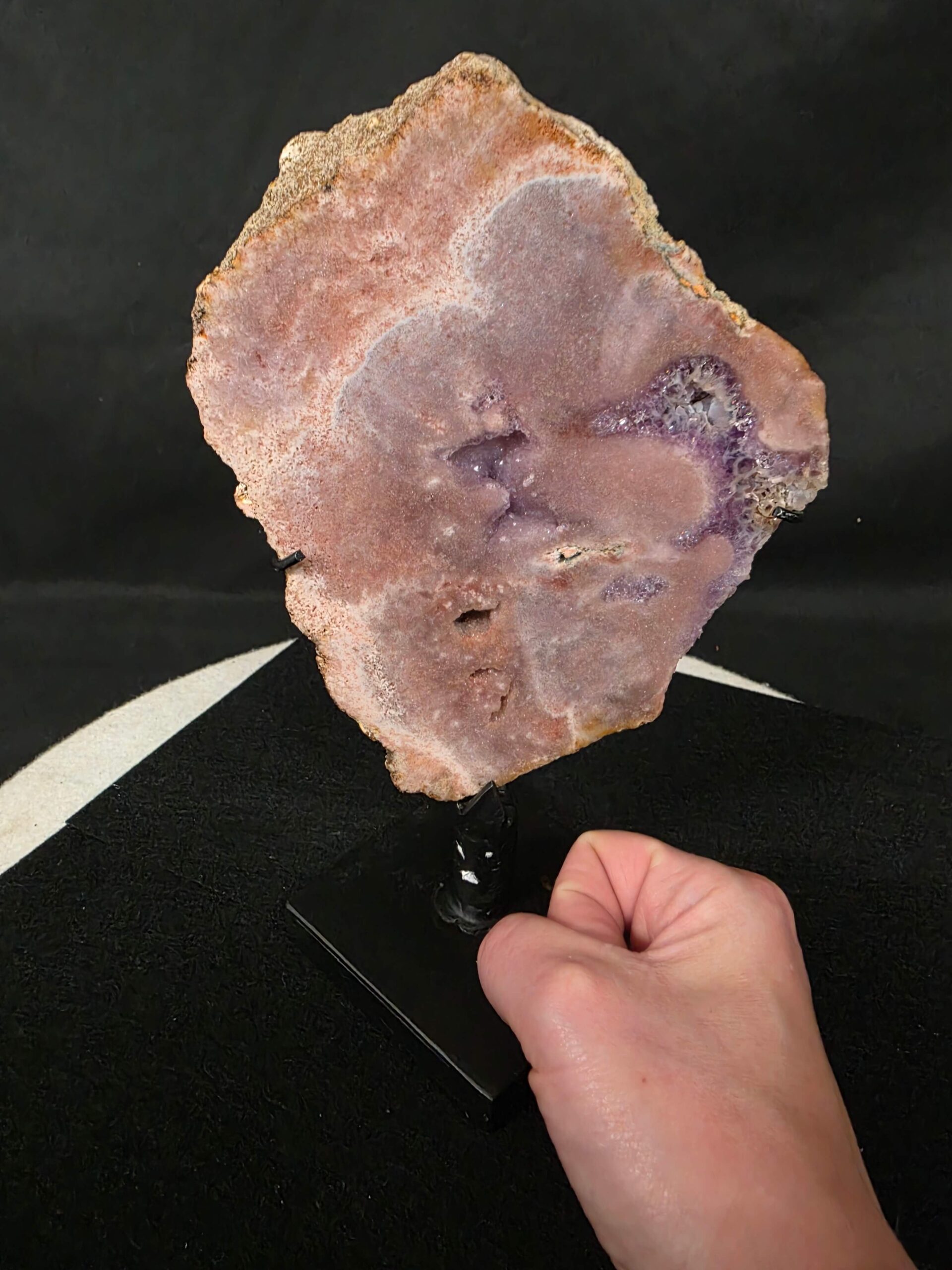 Pink Amethyst Slice 3 on Stand Healing Crystal Gem 1.267g H25xW15xD12cm - Image 7