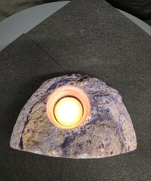 Large Purple Agate Candle 3 Handpicked 1.389g H9.5xW15xD8cm End Microcrystalline Quartz Tealight Holder Ornament - Image 7
