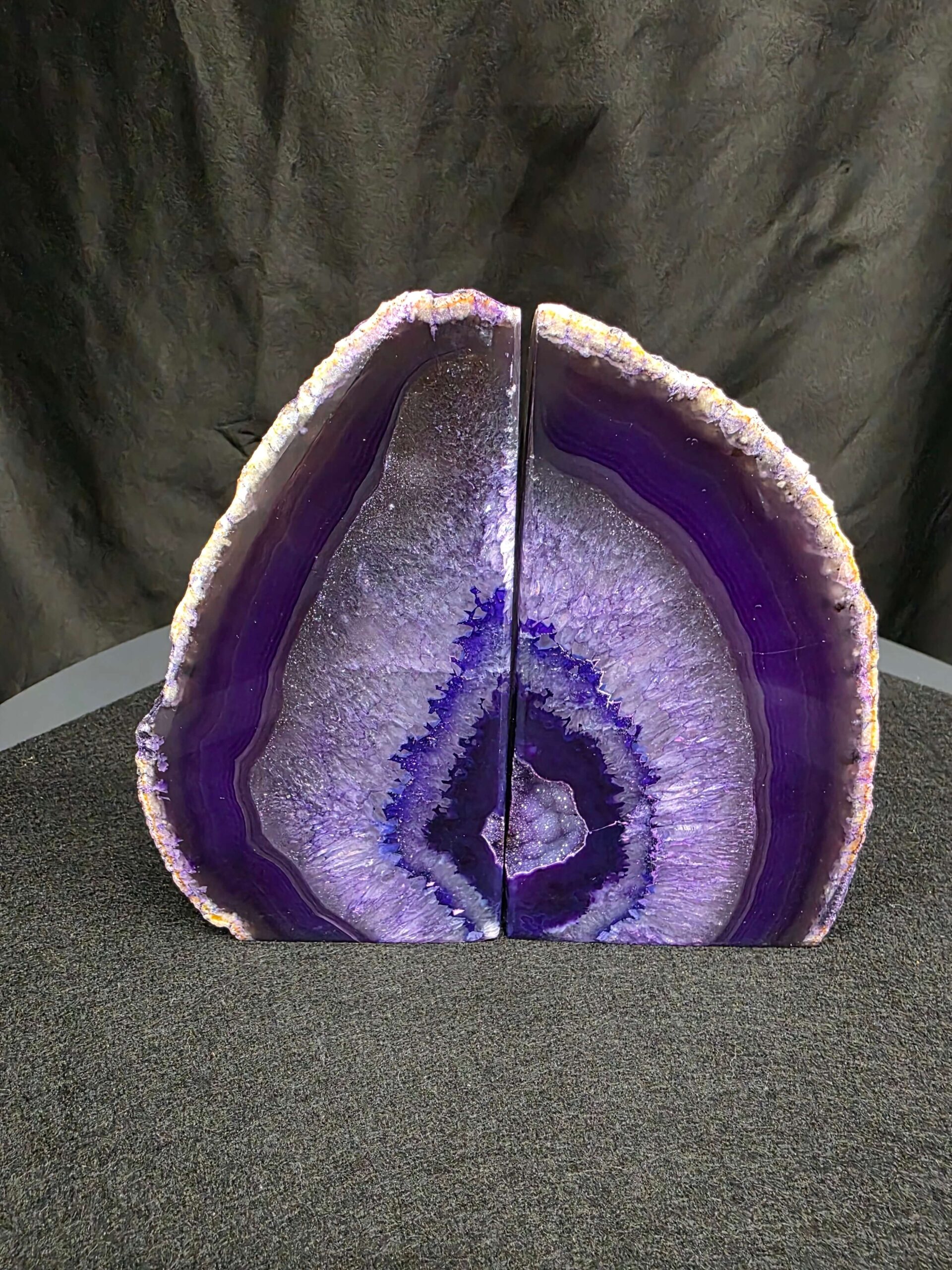 Purple Natural Edge Microcrystalline Quartz Premium Bookends 1 Ornament Handpicked Size 1.735kg H15xW16xD7cm