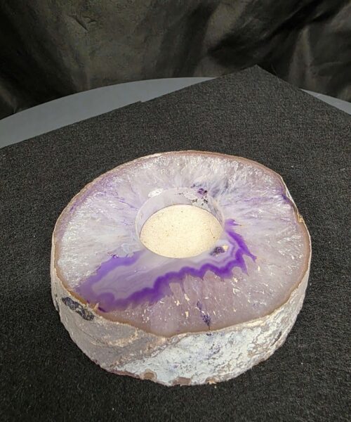 Purple Agate Slice 1 Handpicked 485g H2xW12xD11cm Microcrystalline Quartz Tealight Candle Holder Ornament - Image 8