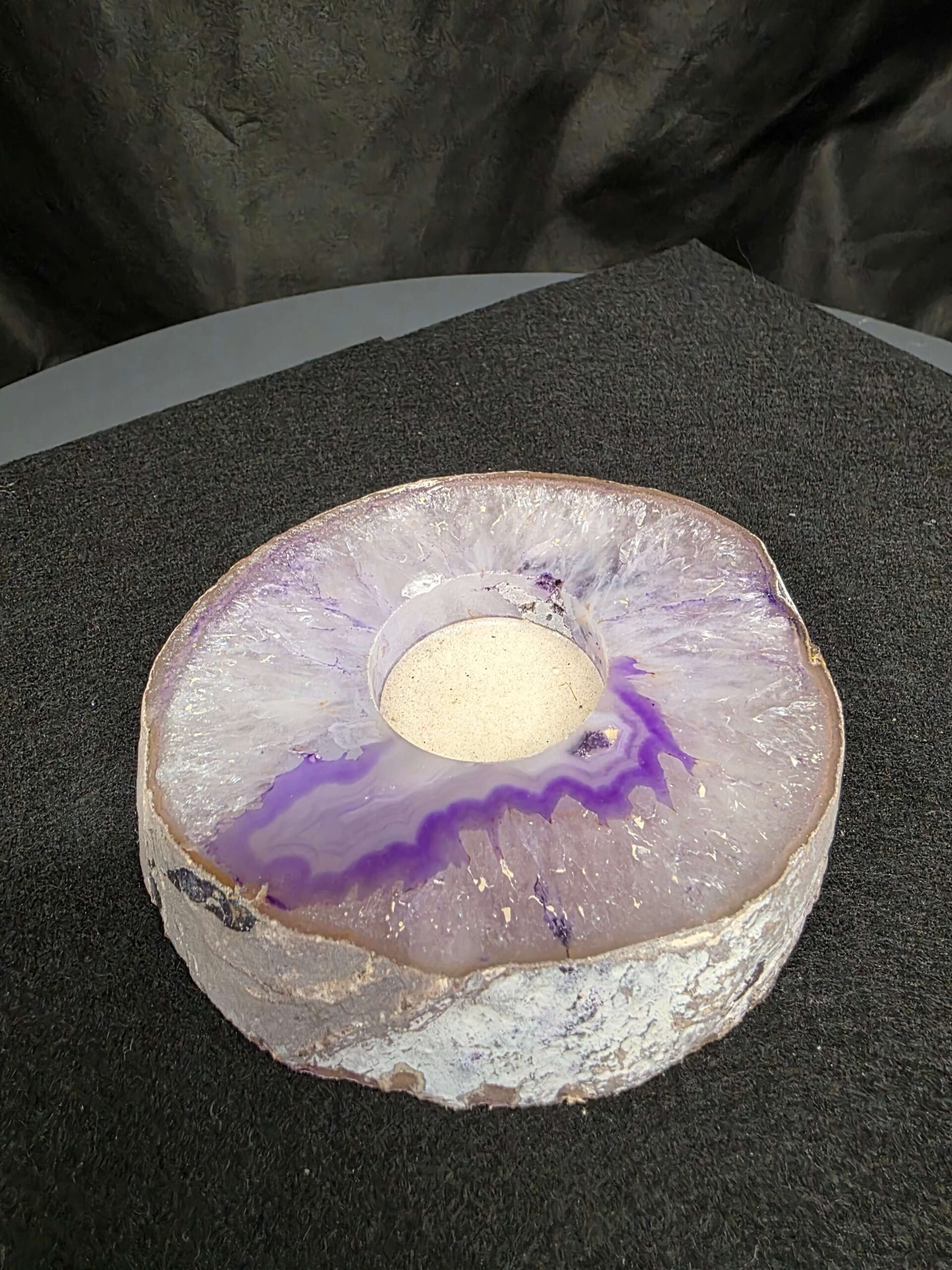 Purple Agate Slice 1 Handpicked 485g H2xW12xD11cm Microcrystalline Quartz Tealight Candle Holder Ornament - Image 8