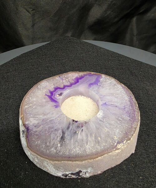 Purple Agate Slice 1 Handpicked 485g H2xW12xD11cm Microcrystalline Quartz Tealight Candle Holder Ornament - Image 10
