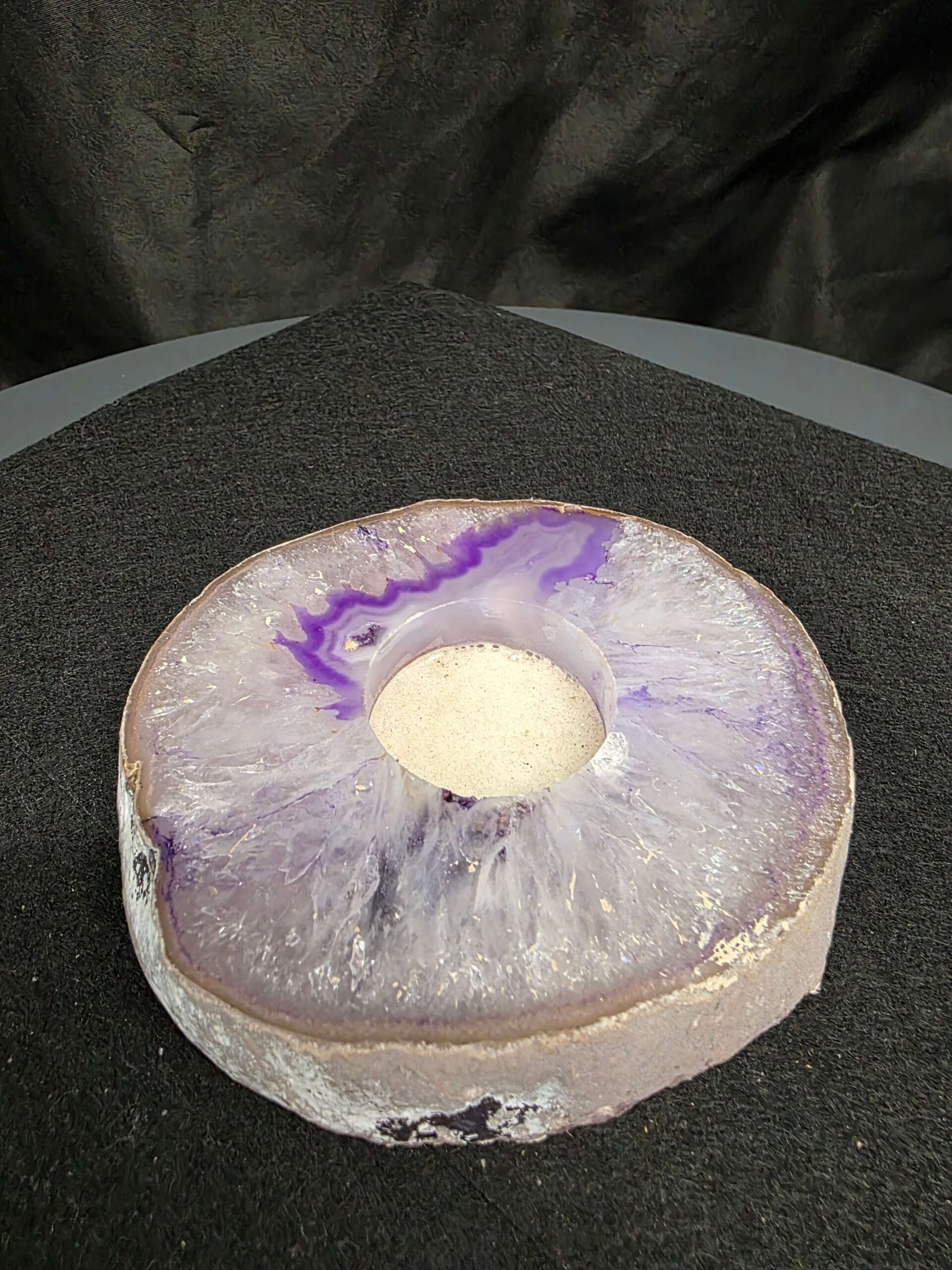 Purple Agate Slice 1 Handpicked 485g H2xW12xD11cm Microcrystalline Quartz Tealight Candle Holder Ornament - Image 10