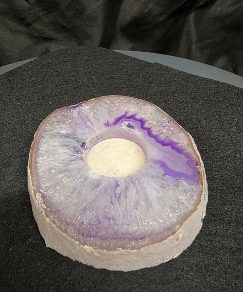 Alternative view of Purple Agate Slice 1 Handpicked 485g H2xW12xD11cm Microcrystalline Quartz Tealight Candle Holder Ornament