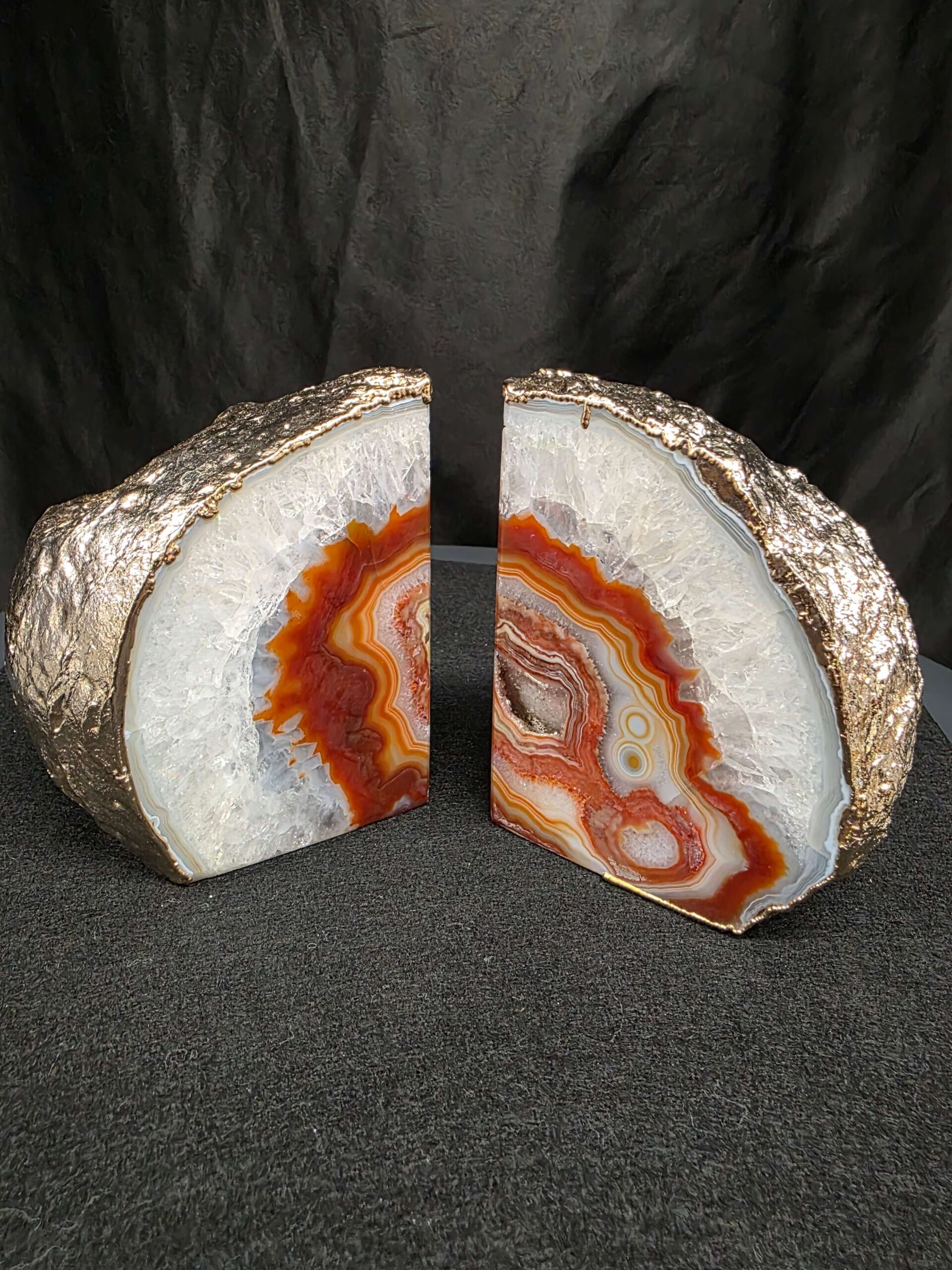 Red Agate 24ct Gold Edge Microcrystalline Quartz Premium Bookends 1 Ornament Handpicked Size is 1.977kg H11xW18xD6cm - Image 5