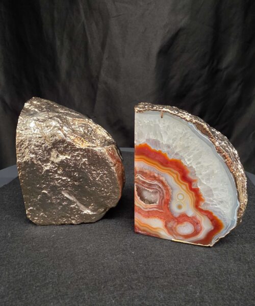 Red Agate 24ct Gold Edge Microcrystalline Quartz Premium Bookends 1 Ornament Handpicked Size is 1.977kg H11xW18xD6cm - Image 6