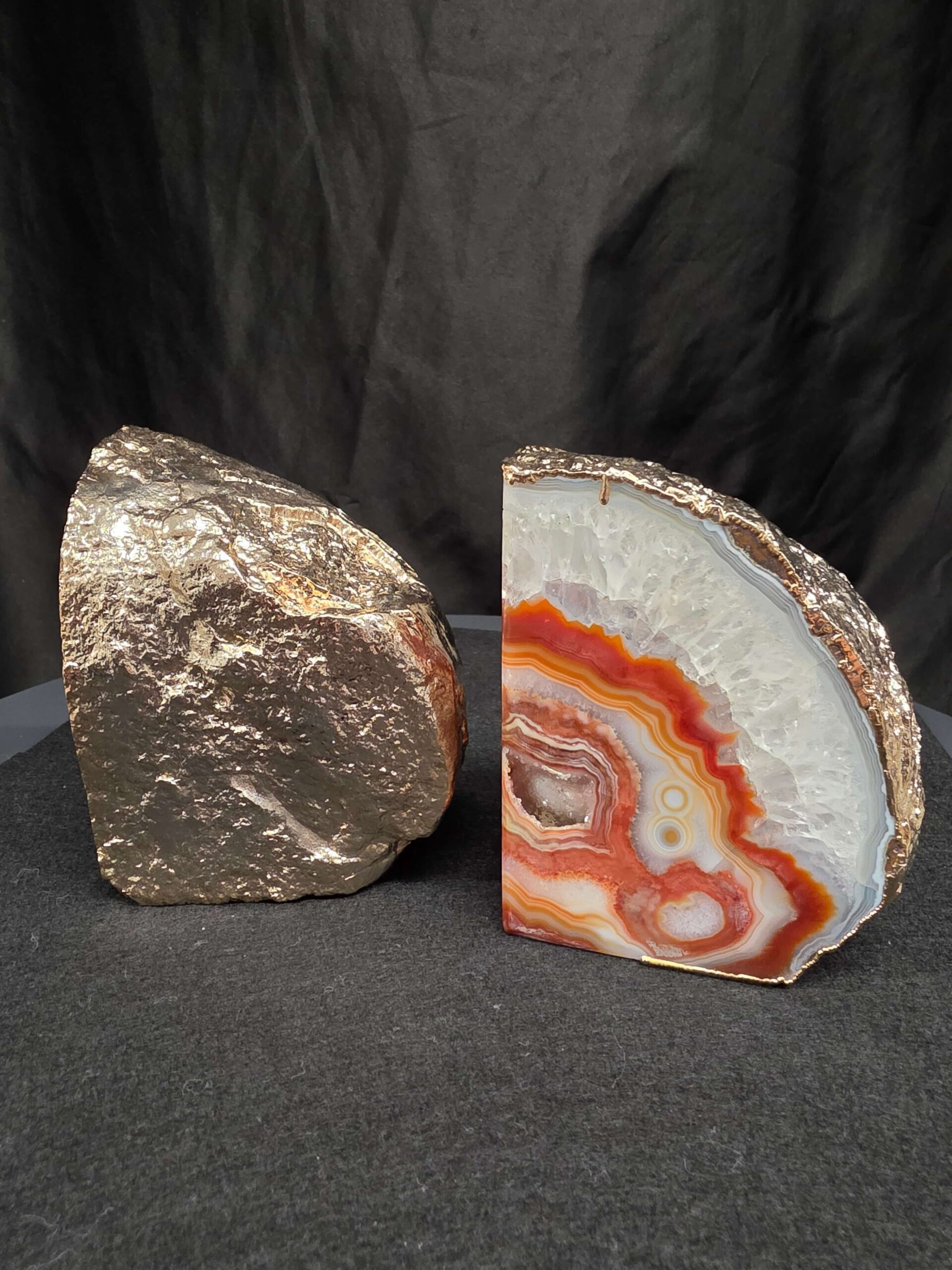 Red Agate 24ct Gold Edge Microcrystalline Quartz Premium Bookends 1 Ornament Handpicked Size is 1.977kg H11xW18xD6cm - Image 6