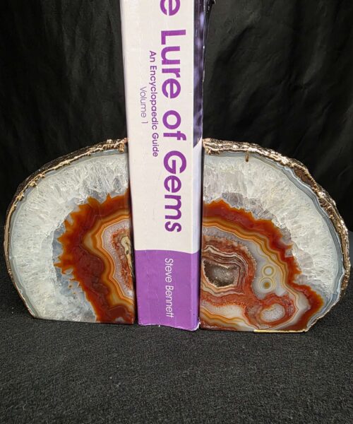 Red Agate 24ct Gold Edge Microcrystalline Quartz Premium Bookends 1 Ornament Handpicked Size is 1.977kg H11xW18xD6cm - Image 7