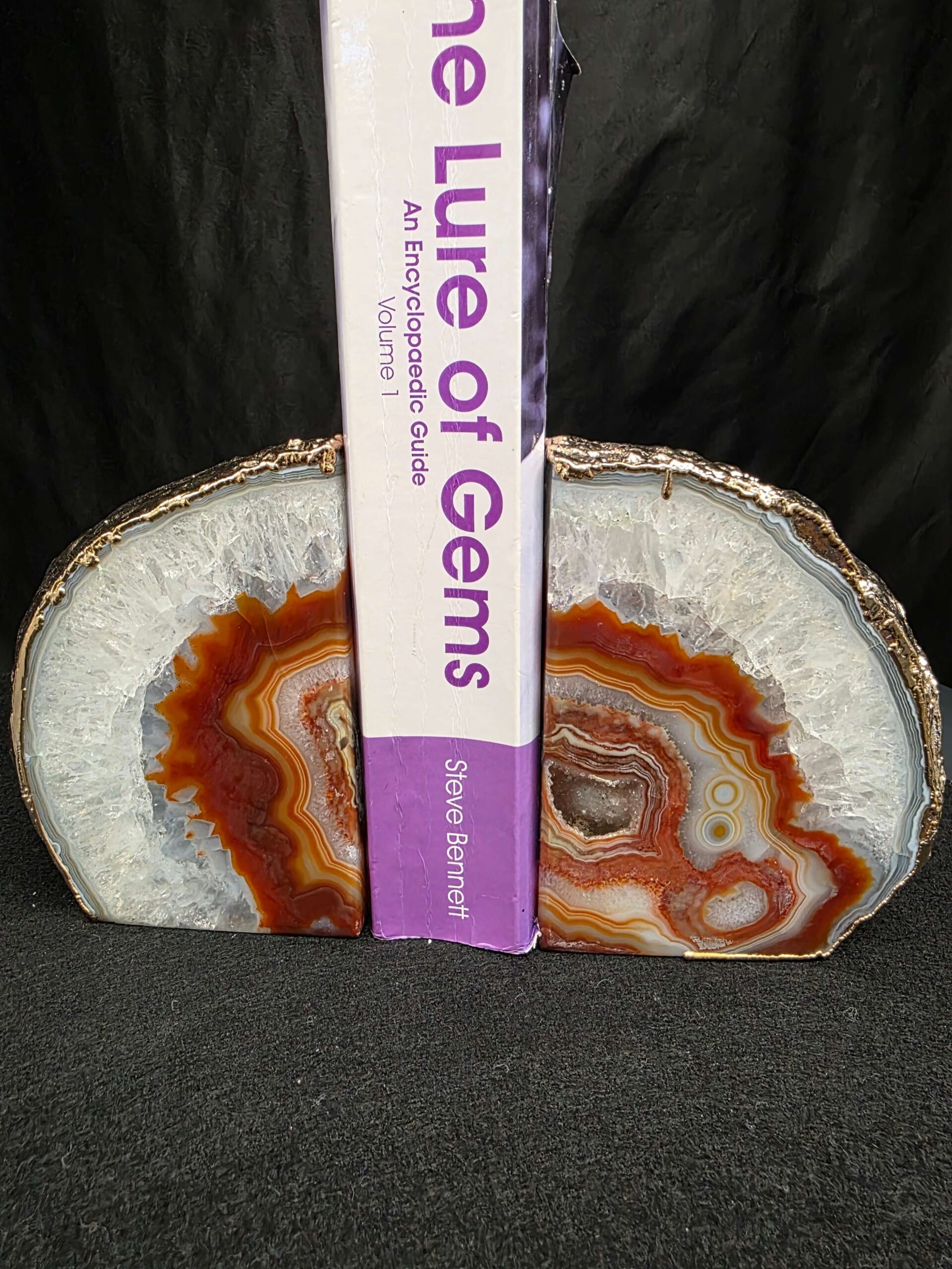 Red Agate 24ct Gold Edge Microcrystalline Quartz Premium Bookends 1 Ornament Handpicked Size is 1.977kg H11xW18xD6cm - Image 7